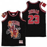 Bulls 23 Michael Jordan Black Hardwood Classics Skull Edition Jersey Yhua,baseball caps,new era cap wholesale,wholesale hats